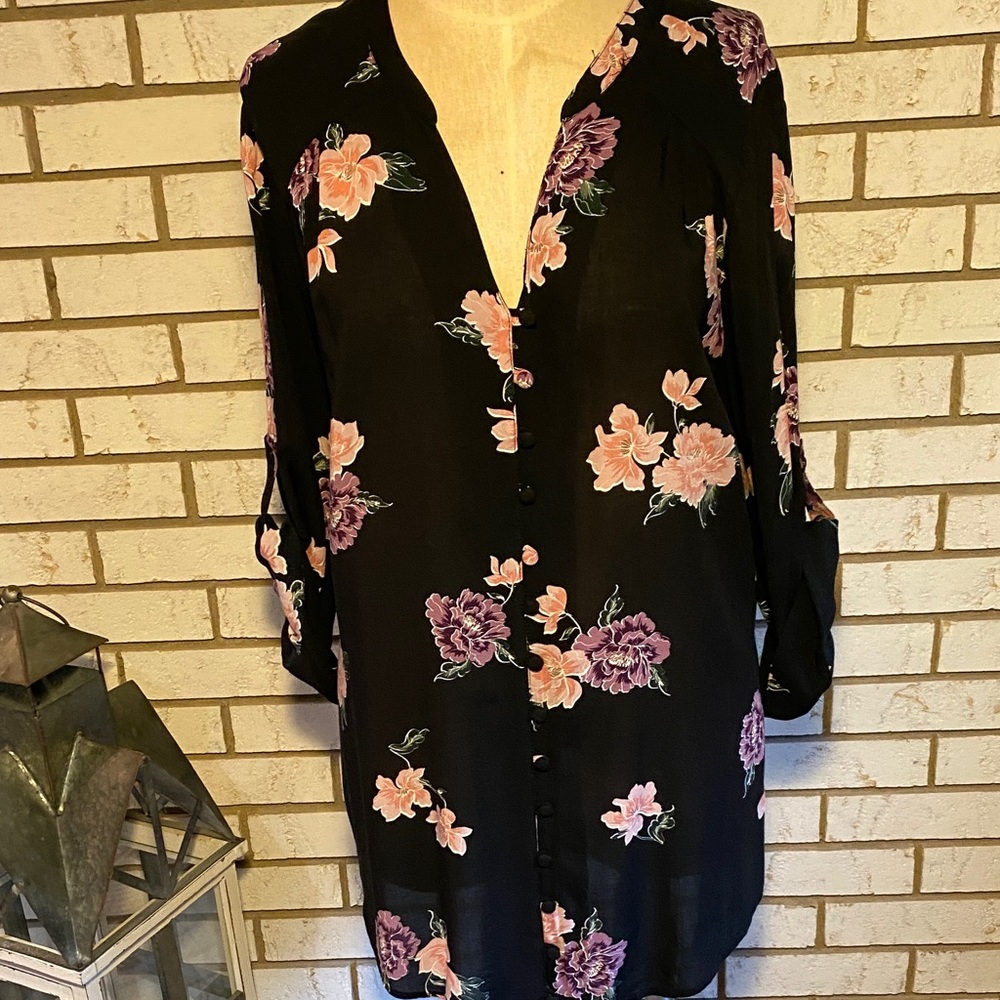 Torrid Black Floral Blouse